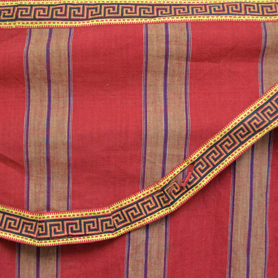 Red Striped Cotton Cloth & Pelmet French 18th Century