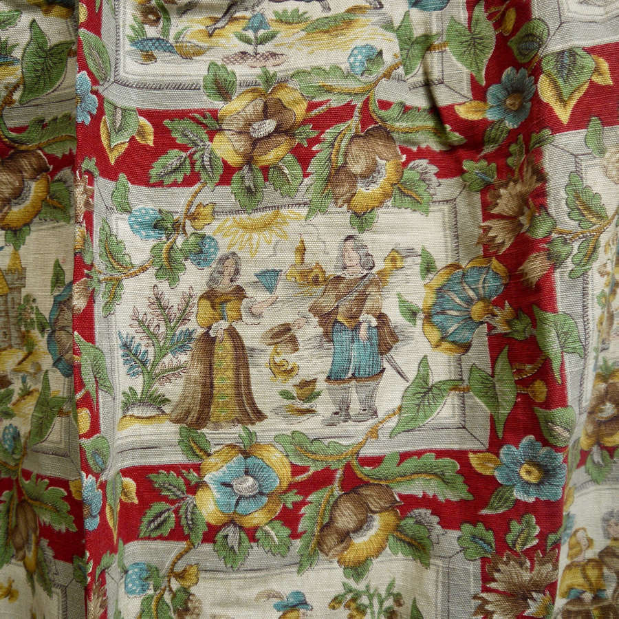 Pair of Linen Curtains English Vintage