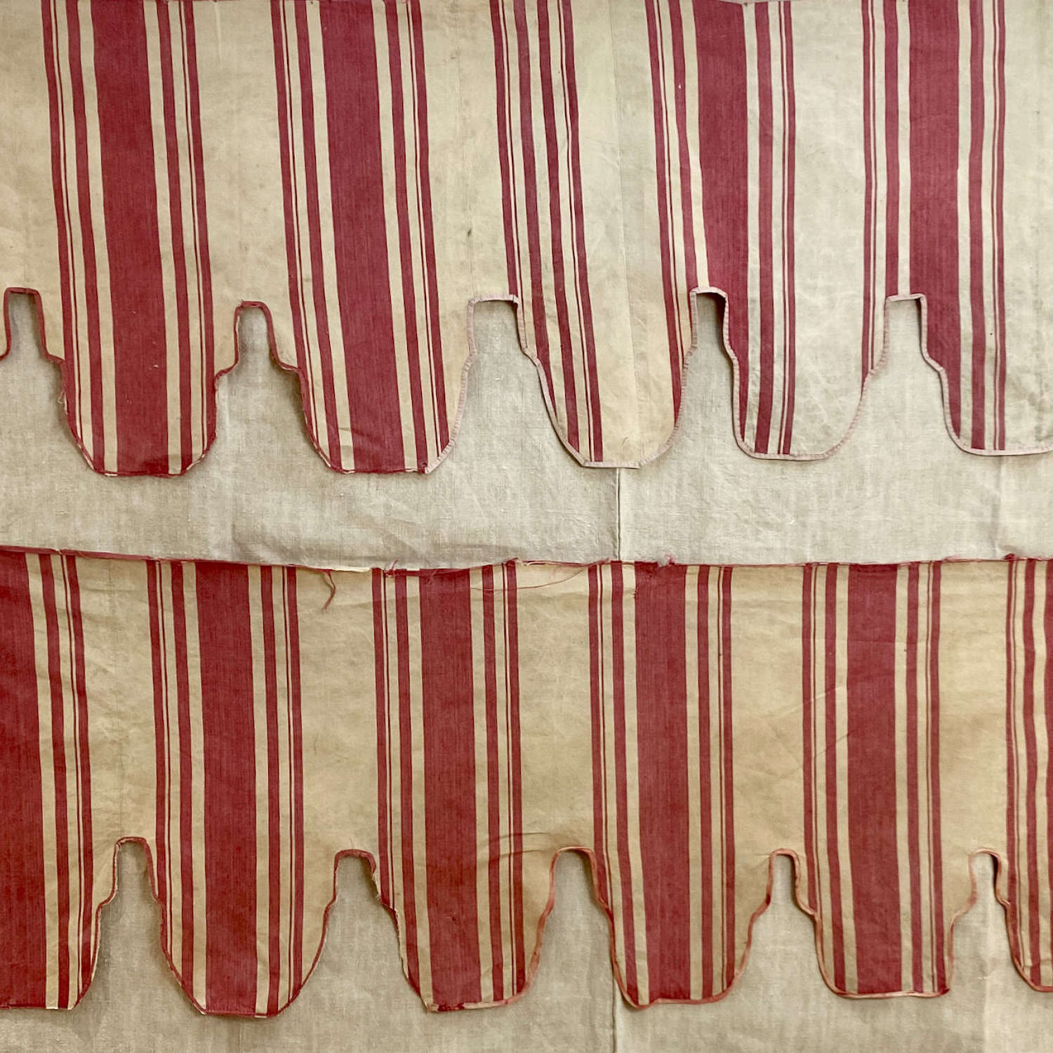 Pair of Red Striped Cotton Pelmets French 19thC