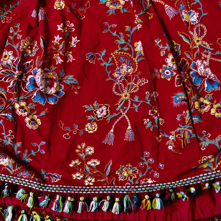 Red Printed Cotton Pelmet French Early 20thC