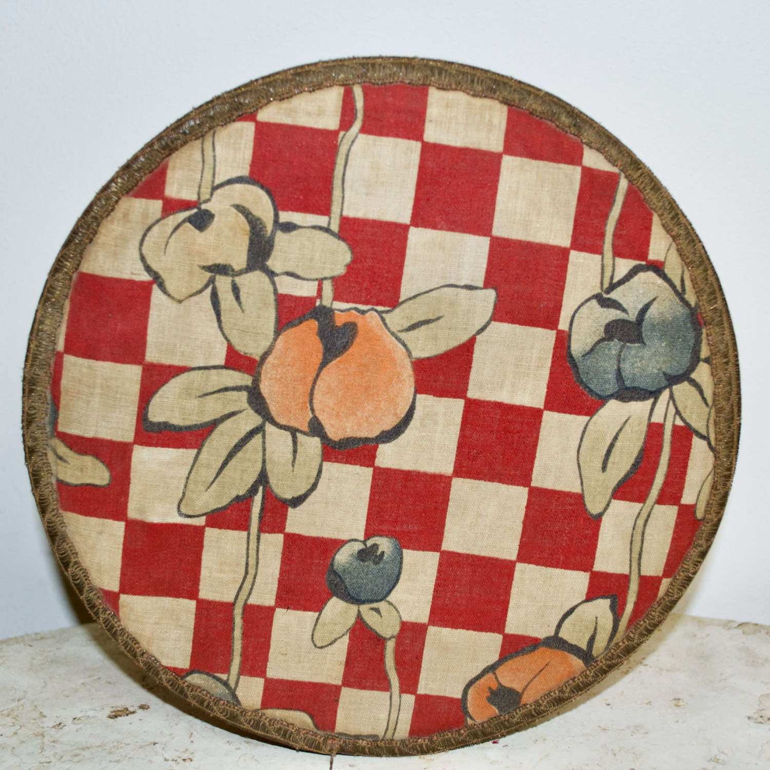 Fabric Covered Round Box French 1920s