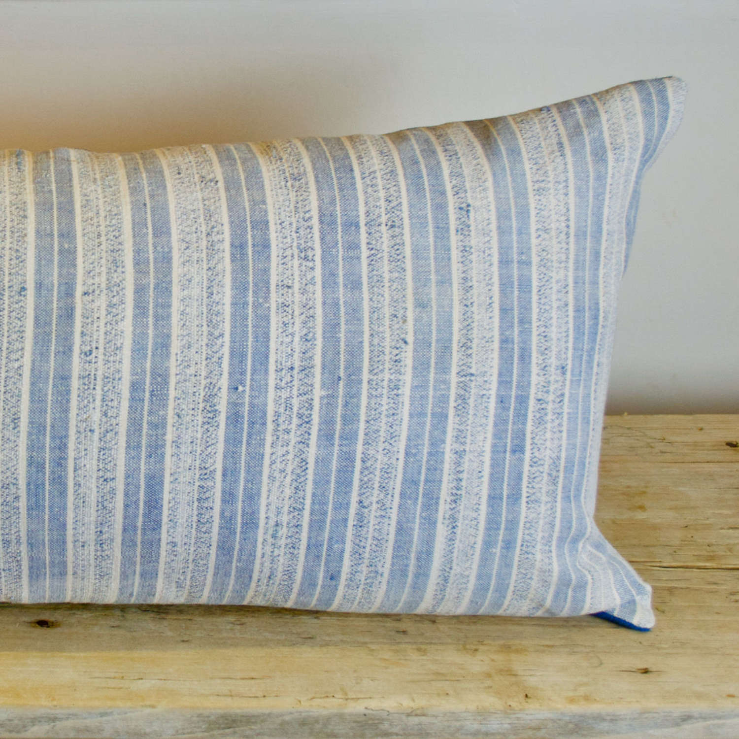 Blue Stripe Woven Cotton Cushion French 19thC