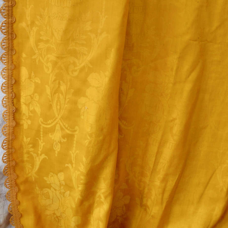 Saffron Silk & Wool Damask Curtain French 19th Century