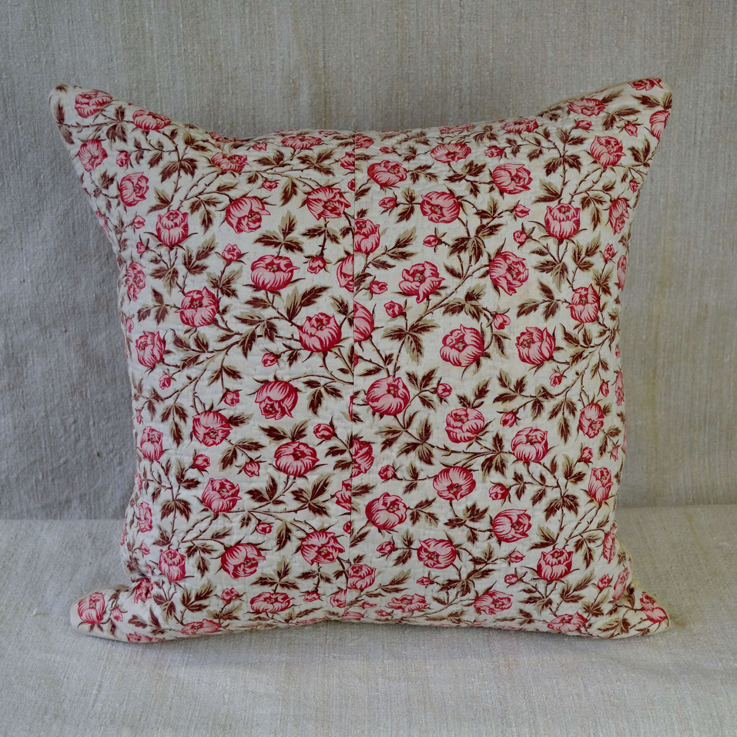 Pink Flowers Cushion French 19th Century
