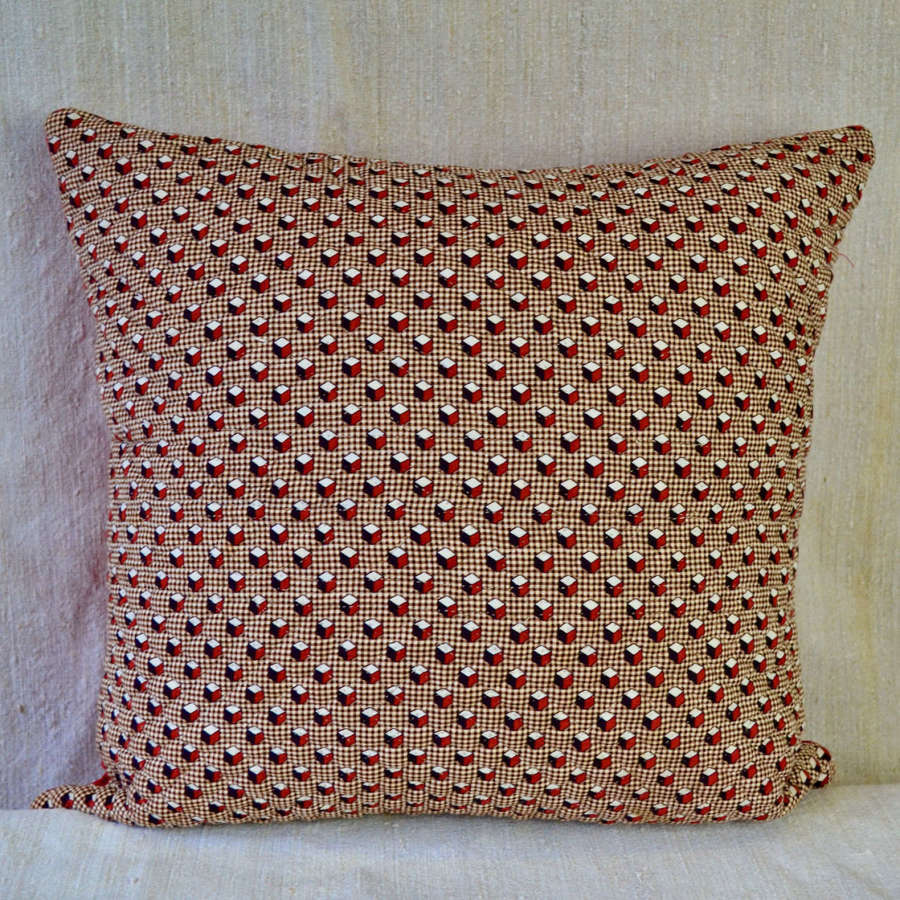 Graphic Cubes Cotton Cushion French 18th Century