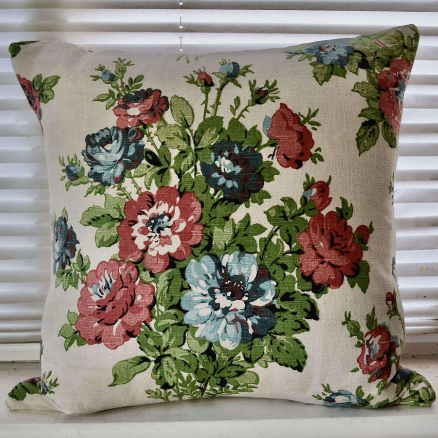 Blue Roses Cushion English 1940-50s