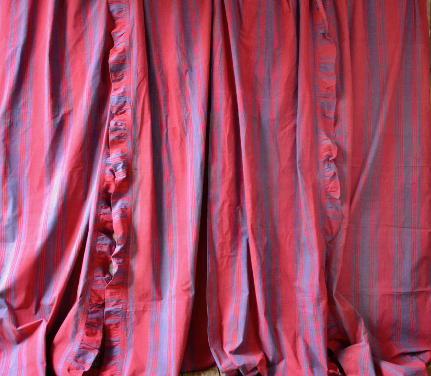Indigo & Red Striped Curtains French 19th Century