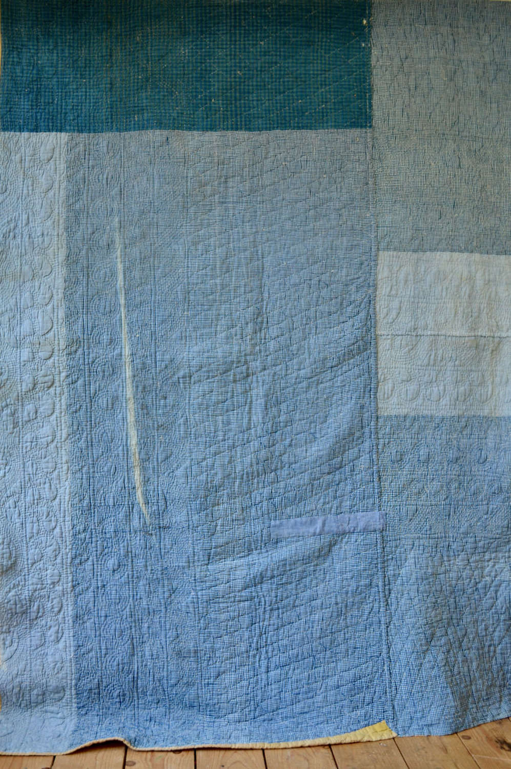 Faded Indigo Cotton Quilt French 19th Century