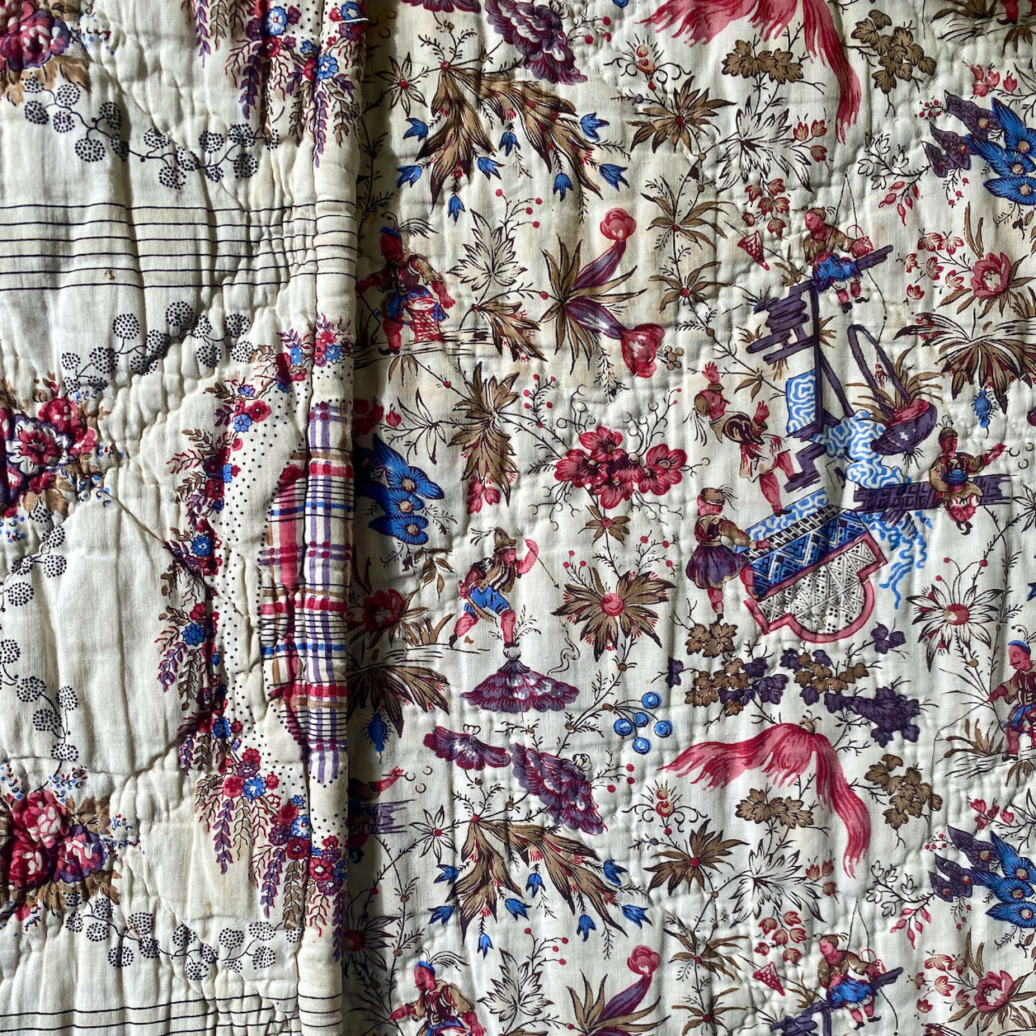 Chinoiserie Block-printed Quilt French Late 18th Century