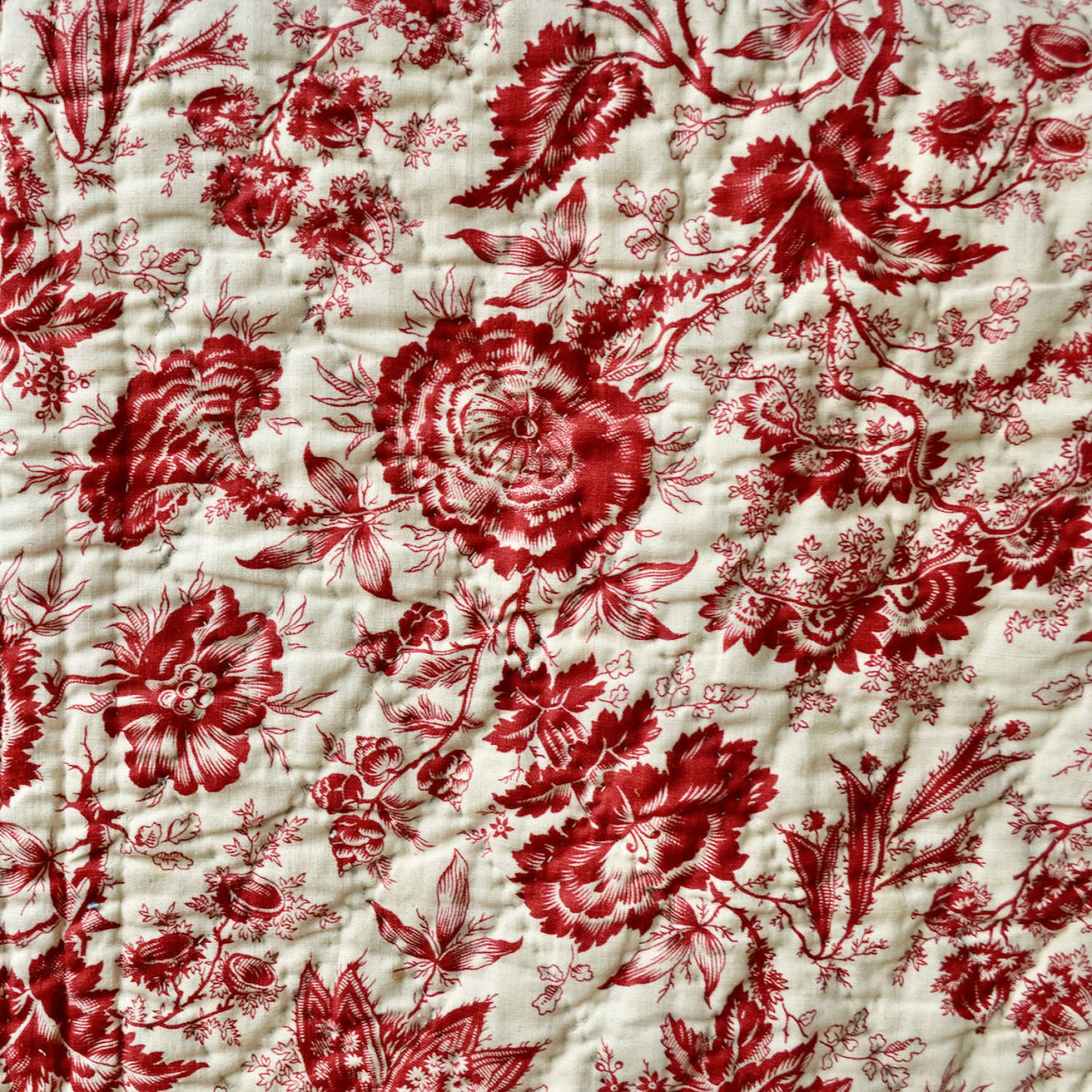 Red Flowers Quilt French 19Th Century