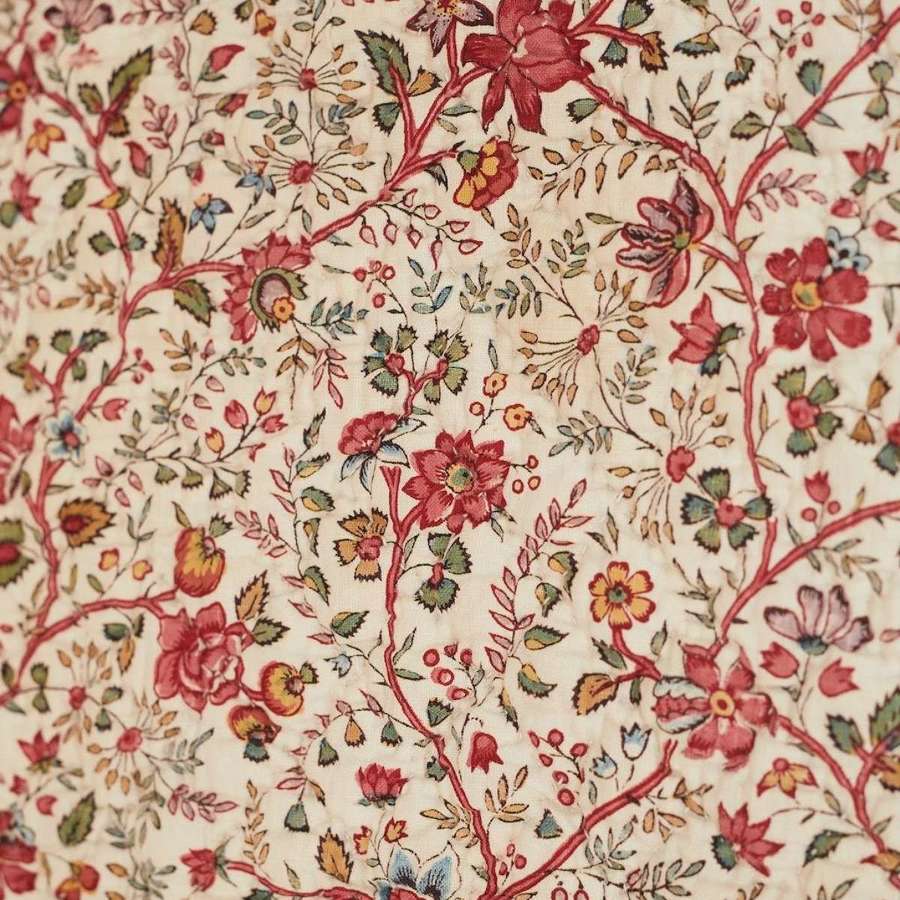 Jouy Blockprinted  Quilted Cotton French 18Th Century