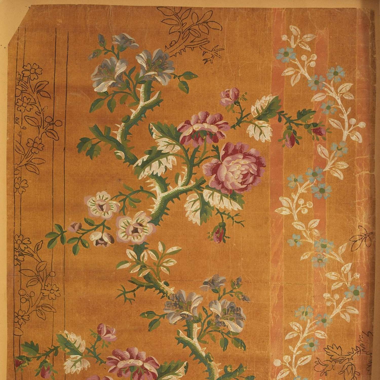 Textile Paper Design French 19Th Century