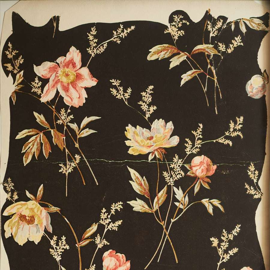 Framed Textile Design French 19Th Century
