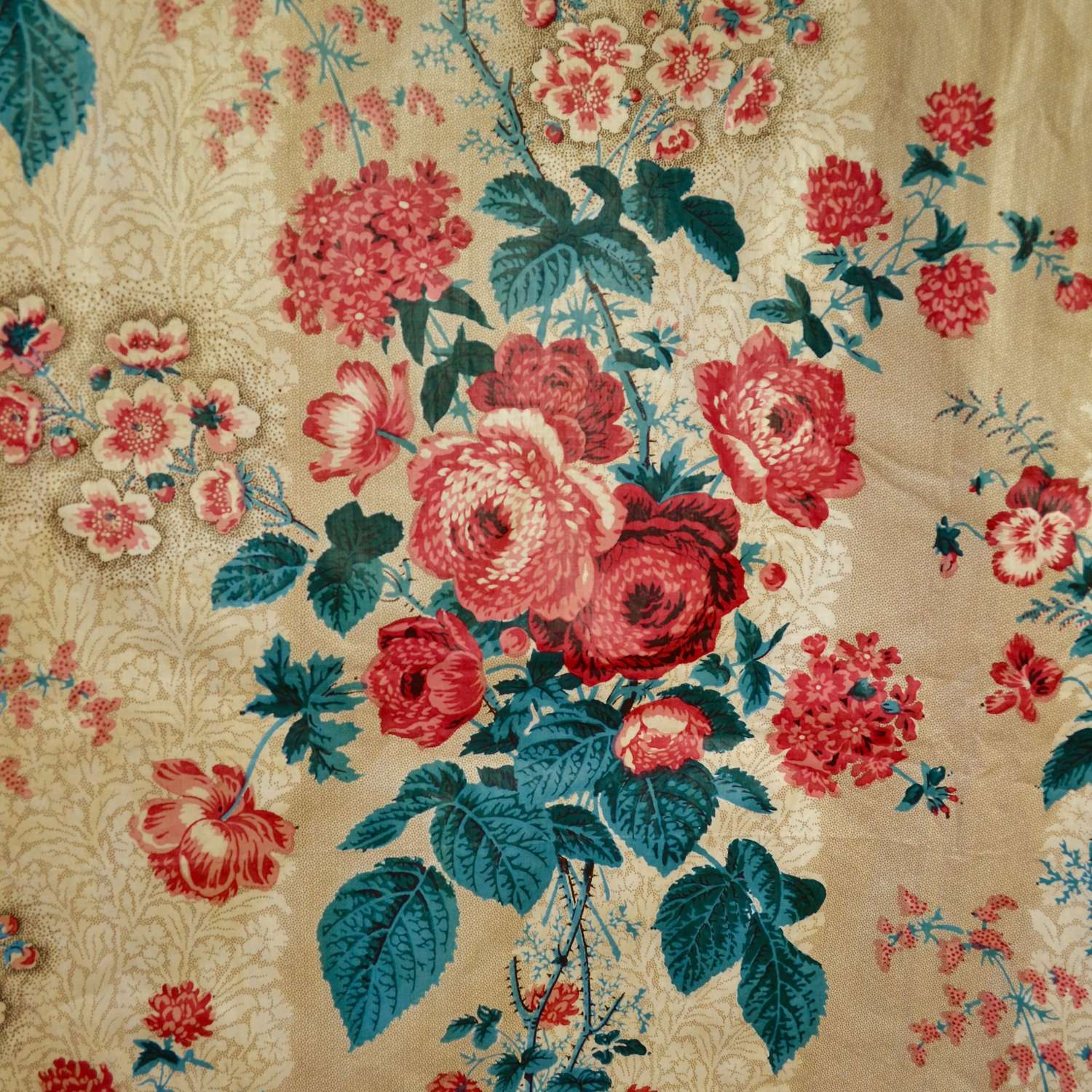 Pair Of Chintz Curtains French 19Th C
