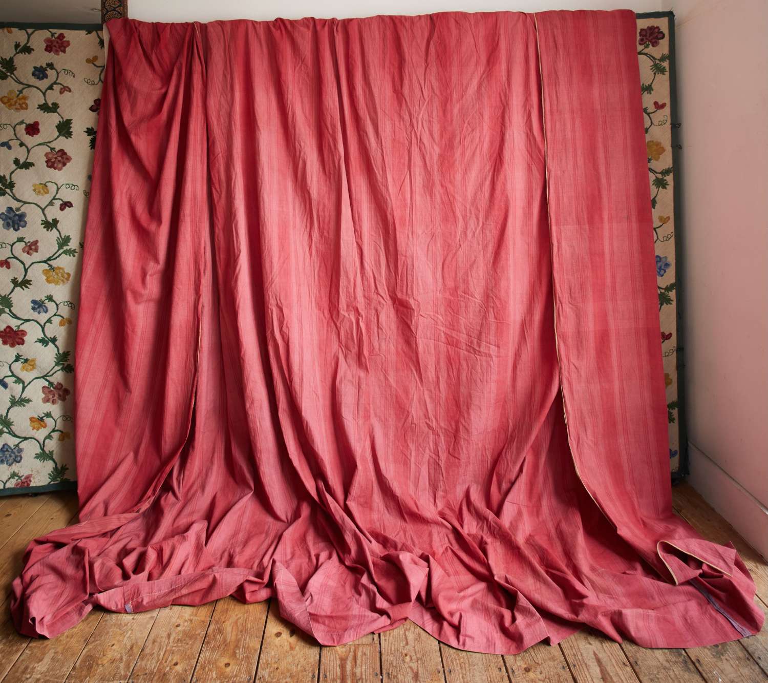Red Stripe Provençal Cotton Curtain French 18th Century