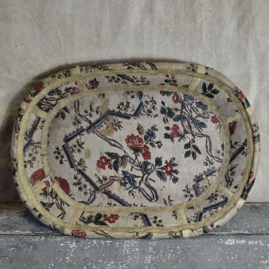 Glazed Cotton Covered Basket French/Italian 18th Century