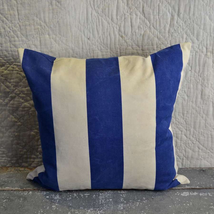 Blue & White Striped Cushion French Early 20Th Century