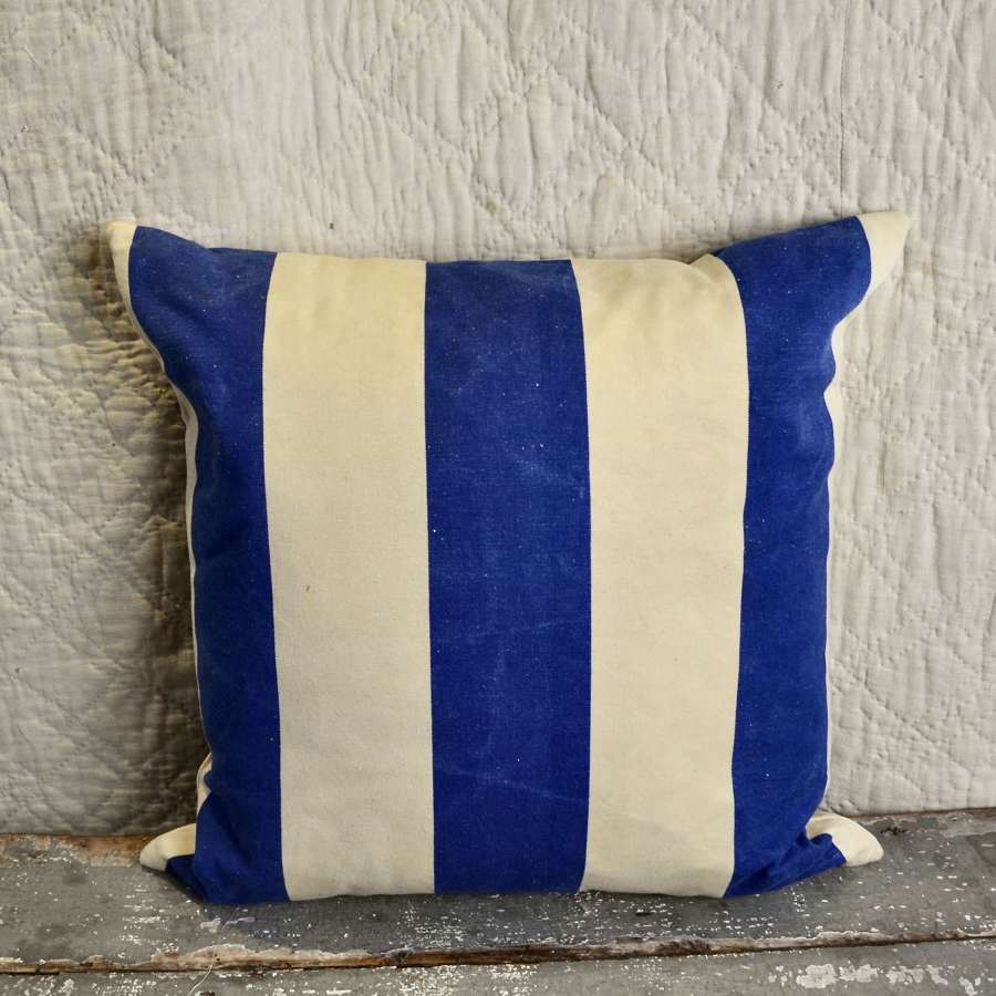 Blue & White Striped Cusion French Early 20Th Century