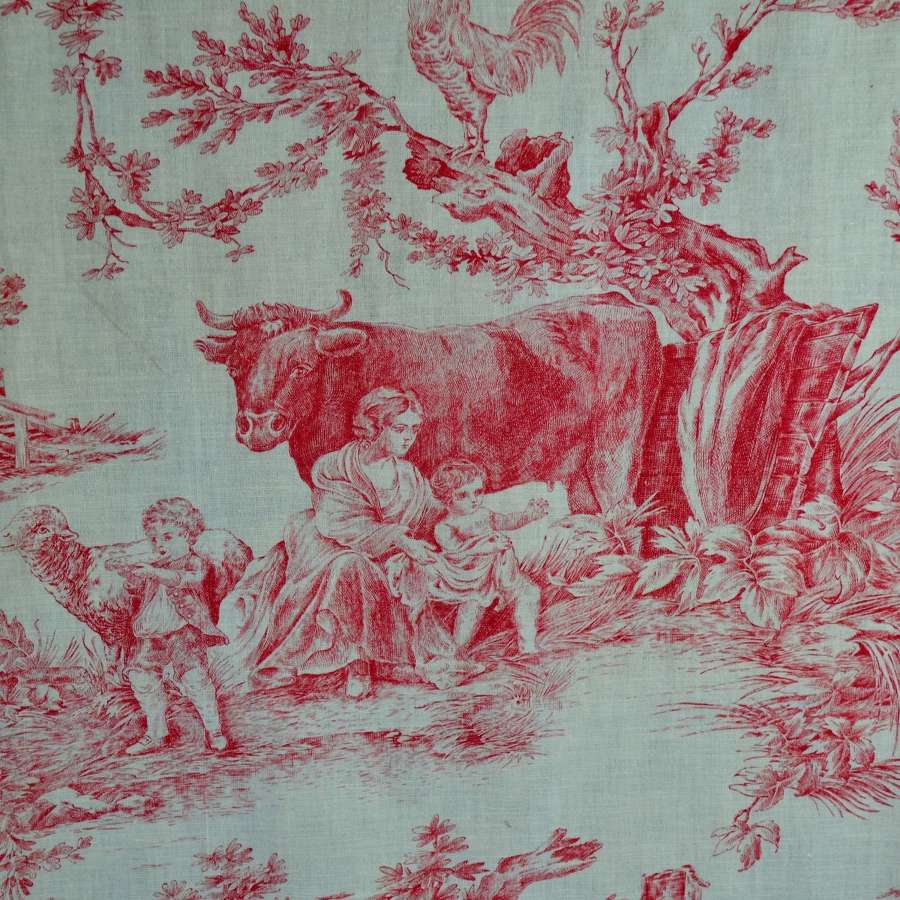 Red Toile Panel French 19Th Century