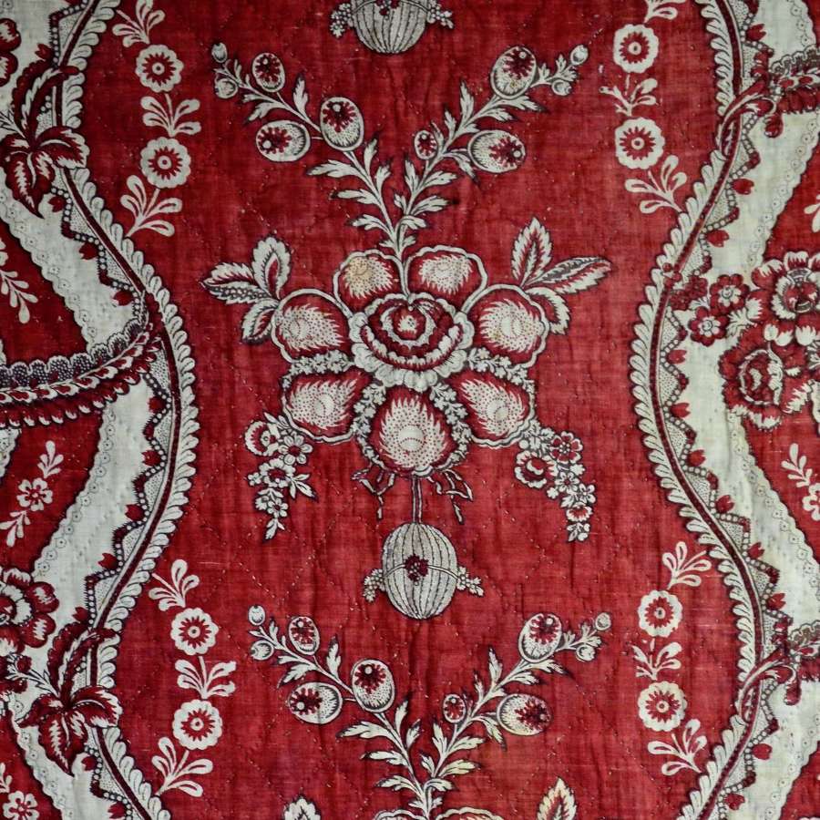 Madder Red Block Printed Panel French 18th Century