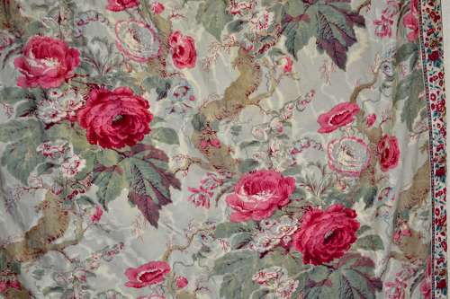 Pair of Roses Cotton Bed Curtains