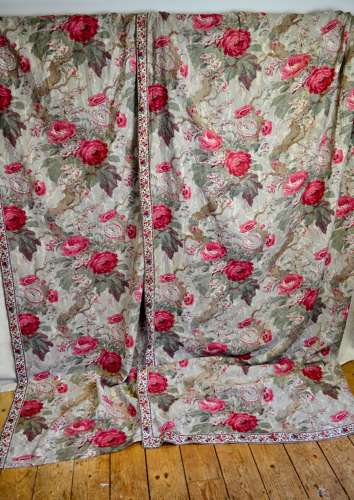 Pair of Roses Cotton Bed Curtains