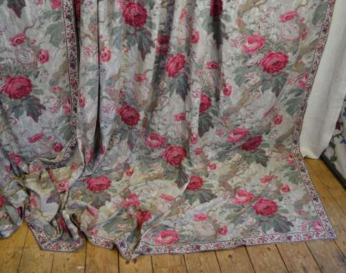 Pair of Roses Cotton Bed Curtains