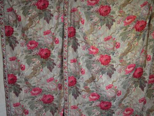 Pair of Roses Cotton Bed Curtains