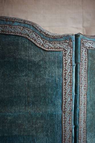 3 Fold Indigo Check Linen Screen French 18th Century
