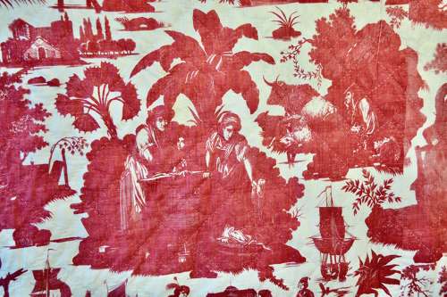 'La Danse Savoyarde' Red Toile Panel French 19th Century
