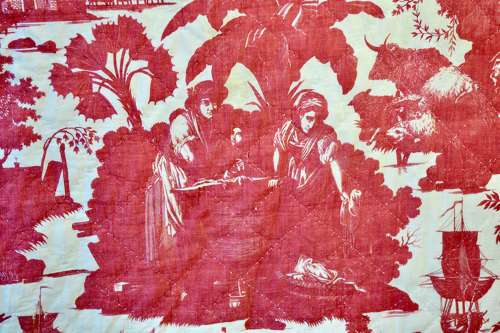 'La Danse Savoyarde' Red Toile Panel French 19th Century