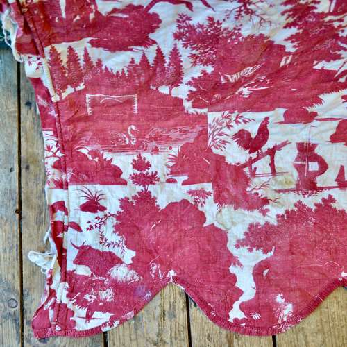 'La Danse Savoyarde' Red Toile Panel French 19th Century