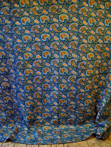 Indigo Paisley Quilt French 19th Century