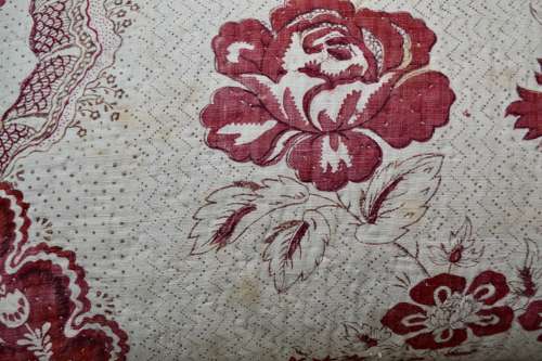 Madder Red Block Printed Cushion French 18th Century