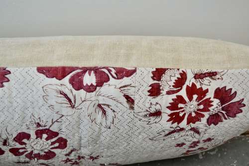 Madder Red Block Printed Cushion French 18th cenntury