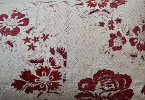 Madder Red Block Printed Cushion French 18th cenntury