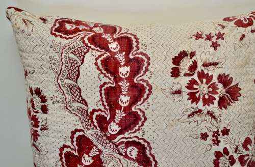 Madder Red Block Printed Cushion French 18th Century