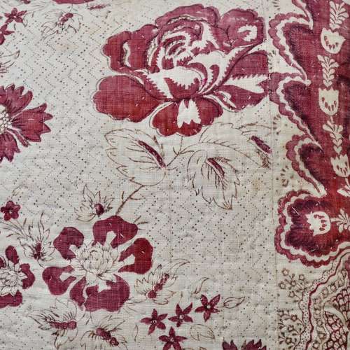 Madder Red Block Printed Cushion French 18th Century