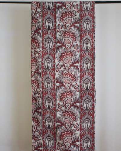 Stylised Feathers & Flowers Blockprinted Panel French 18th Century