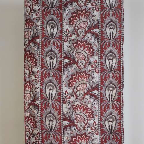 Stylised Feathers & Flowers Blockprinted Panel French 18th Century