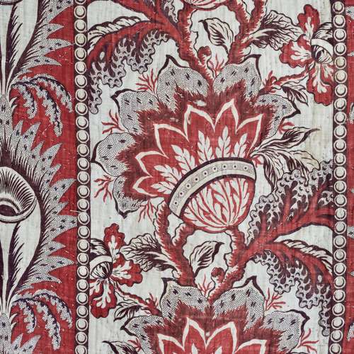 Stylised Feathers & Flowers Blockprinted Panel French 18th Century
