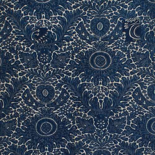 Toile de Rouen Indigo Resist Panel French 18th Century