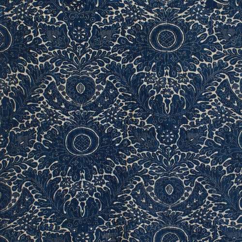 Toile de Rouen Indigo Resist Panel French 18th Century