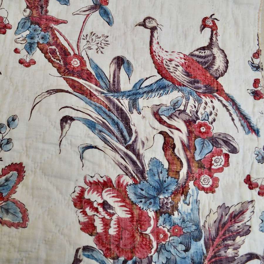 Birds Indienne Block Printed Document French 18th century
