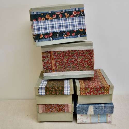 Textile Covered Boxes French Early 20th Century