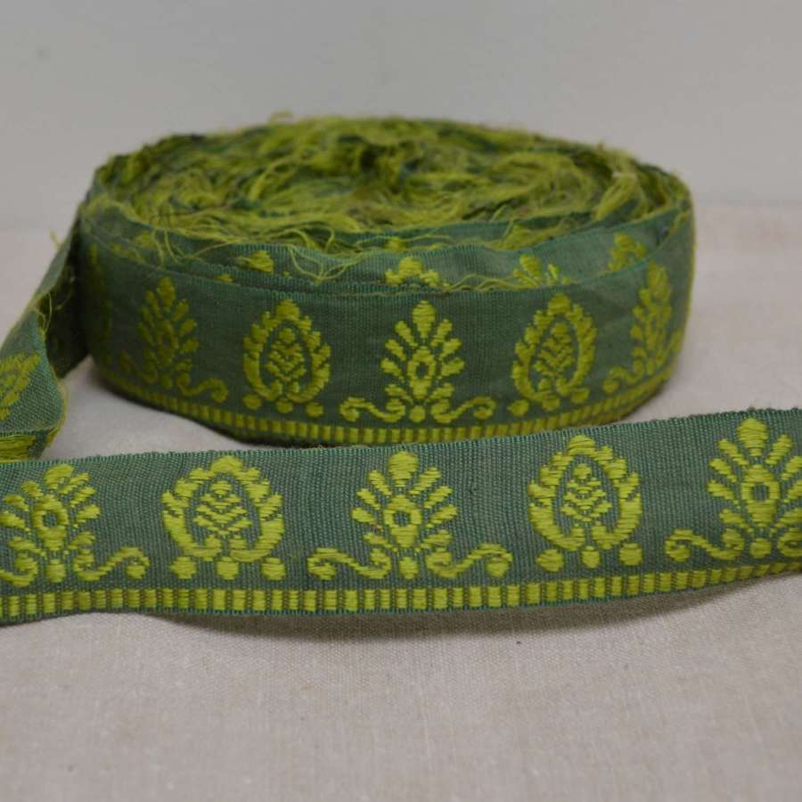 Green Motifs Silk Trim French 19th Century