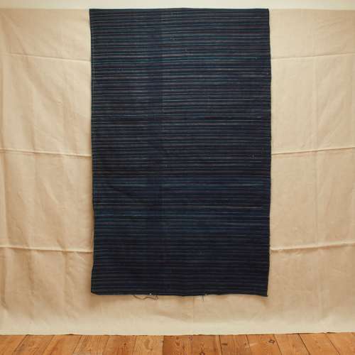 Indigo Stripe Droguet Textile French 19th Century