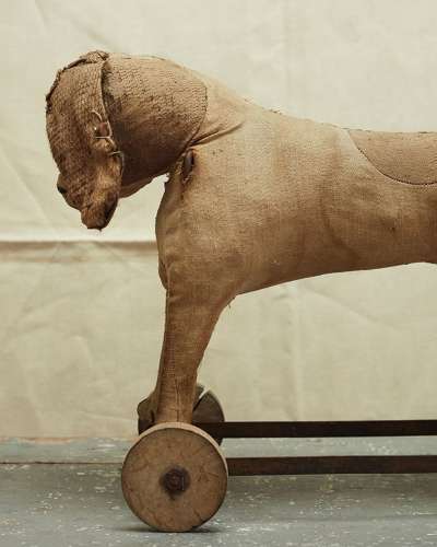 Toy Dog on Wheels French Early 20th Century