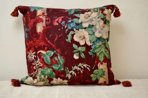 Floral Tasselled Cushion French 19th Century