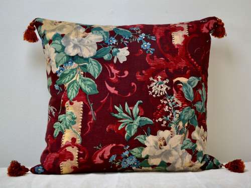 Floral Tasselled Cushion French 19th Century